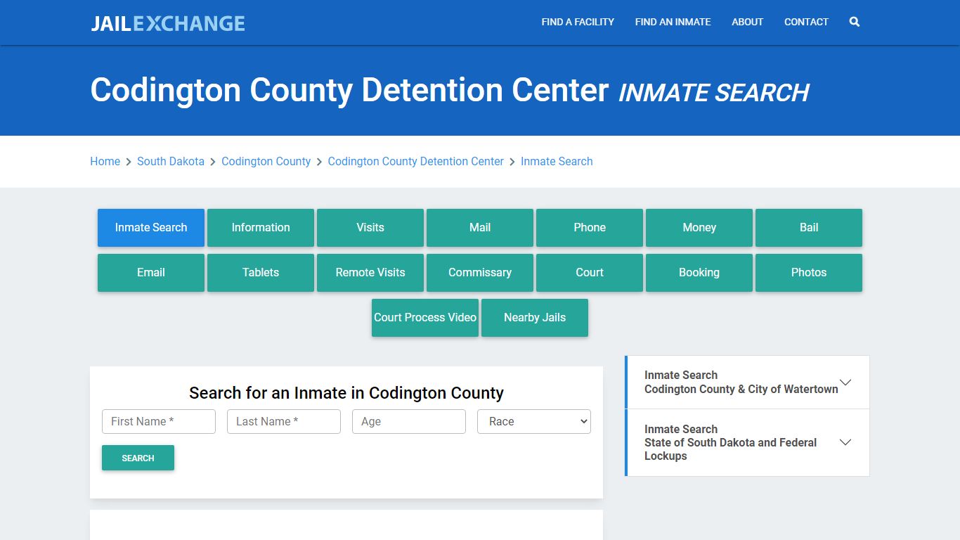 Codington County Detention Center Inmate Search - Jail Exchange