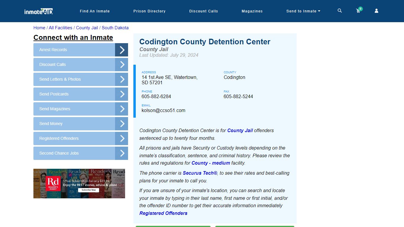 Codington County Detention Center - Inmate Locator